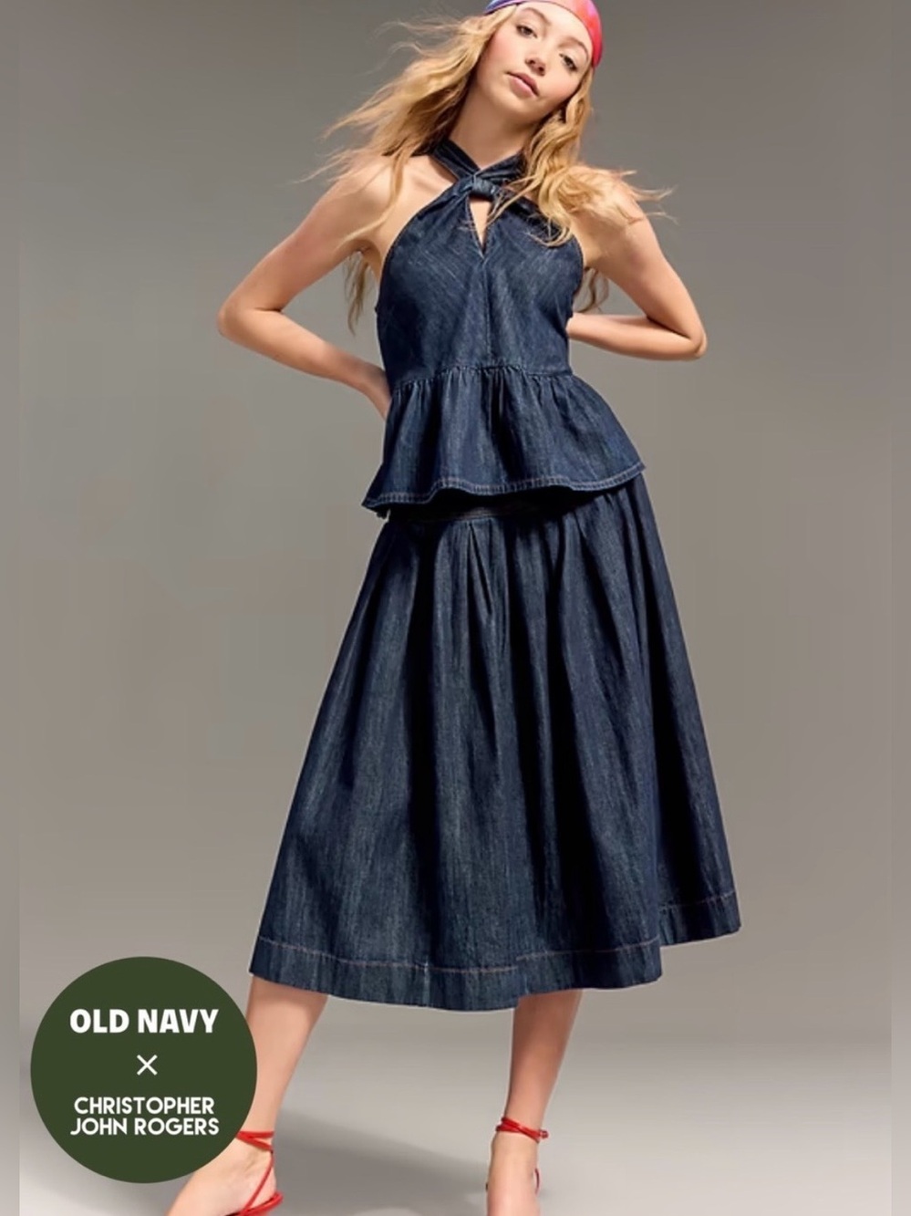 NWOT-Old Navy Christopher John Rogers Denim A-Line Jean Skirt, Large